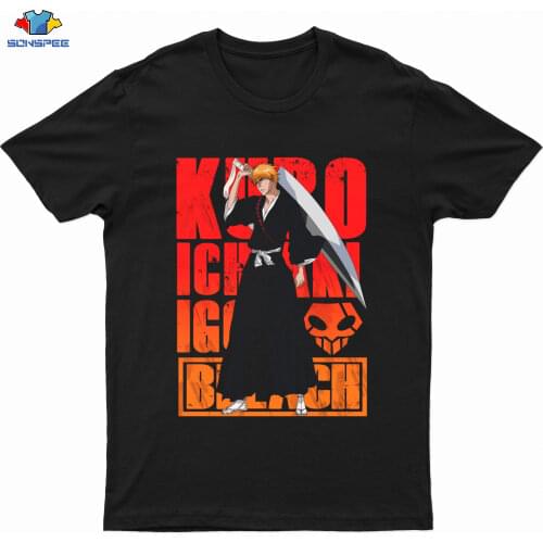 2021 Hot Sale Anime Bleach Character Print Cotton T-shirt Fashion Harajuku Short Sleeve Round Neck Streetwear Oversize Clothes