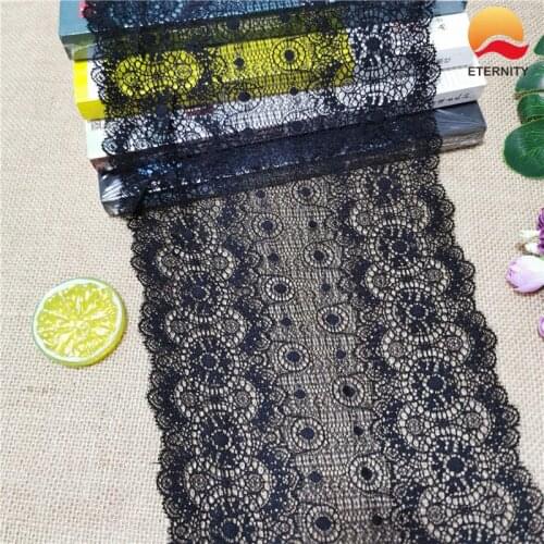 E2006-1*19CM Lace elastic lace fabric ribbon for fabric wedding elastic lace decoration white large edge
