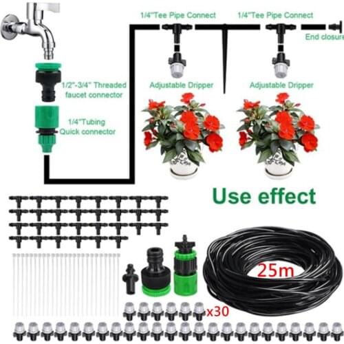 Garden Irrigation Kit 15m/25m Fog Nozzles Automatic Spray Sprinkler System Misting Watering Hose Watering Kit Irrigation System