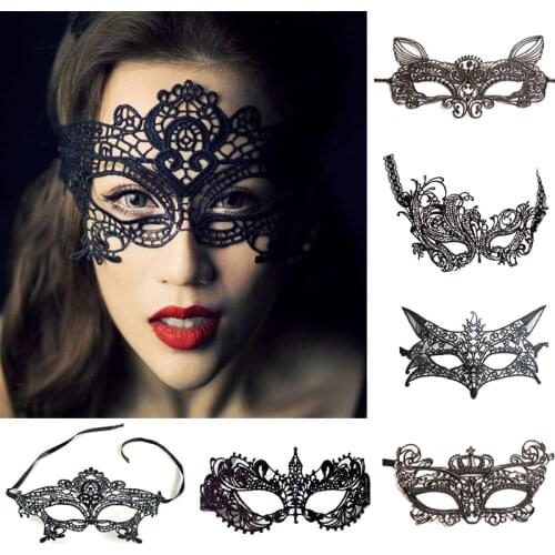 Cosplay Party Sexy Costumes Sexy Lingerie Hot Erotic Baby Doll Sexy Lingerie for Women Female Hollow Out Black Lace Mask 1/2pcs