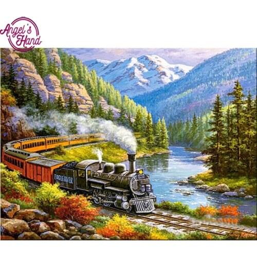 Square Diamond Embroidery scenery 5d Diy Diamond Painting winter train Cross Stitch Rhinestones Pasted Paintings Sticker Decor