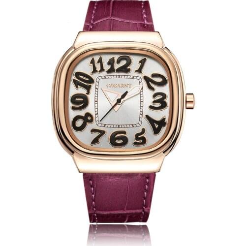 Cagarny Square Quartz Womens Watches Leather Strap Lady Big Wrist Watch Luxury Female Girl Clock Fashion Gift Wristwatch