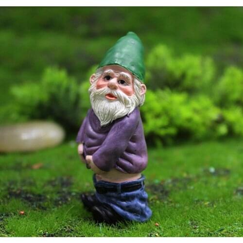 Mini Resin Moss Micro Landscape Garden Decoration Gnome Statue Figurines Garden Dwarf Ornaments Handicraft for Bookshelf Yard