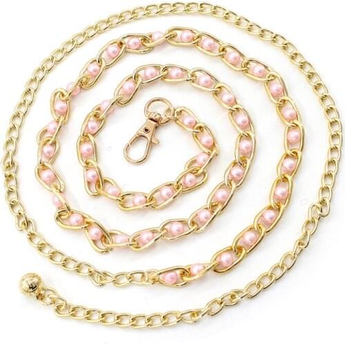 Fashion Imitation Pearl Beads Thin Waist Chain Belt Women Waistband Strap Dress Accessories 9 Colors