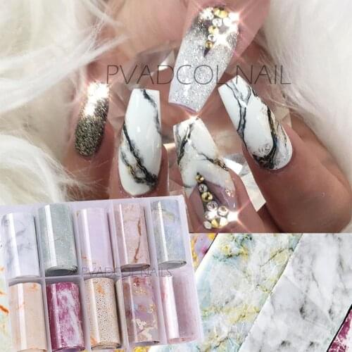 Marble Foils Nail Art Transfer Stickers Decals Nails Foil Set Wraps Tips Slider Papers Manicure Decoration Tool