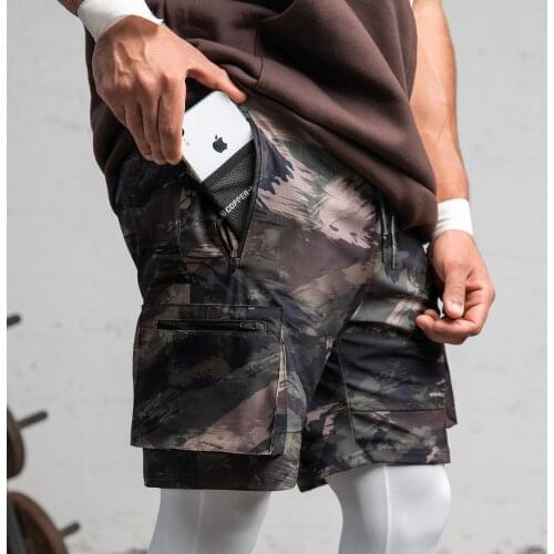 2021 mens fitness shorts summer new tooling running sports shorts mens fitness and bodybuilding training camouflage shorts