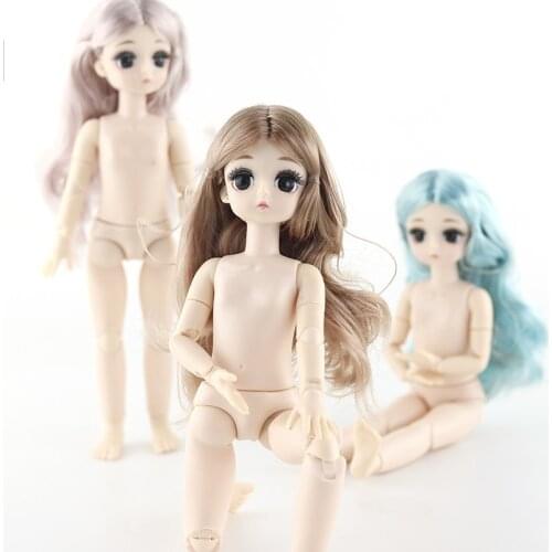 NEW 28cm 21 Movable Jointed Dolls Toy 1/6 Female Naked Nude Body 4D Eyes Doll Girls' Fantasy Gifts