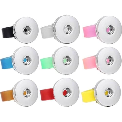 New Multi Style Adjustable Silicone Press Snap Buttons Spring Button Rings for Women Fit 18mm Buttons Ring Snaps Jewelry