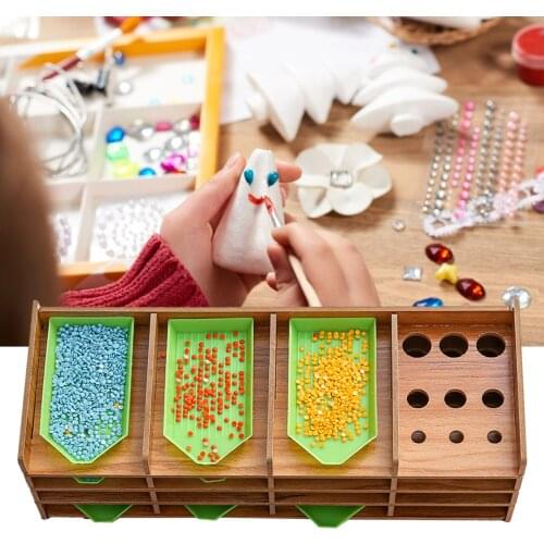 15 Grid Wood Diamond Painting Tray Organizer Multi-Boat Holder Beading Storage Tray Diamond Painting Drill Clay Kits DIY Craft