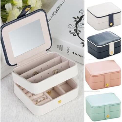 Mini Travel Jewelry Casket Organizer Case Zipper Portable Elegant Girls Earring Necklaces Jewellery Storage Box