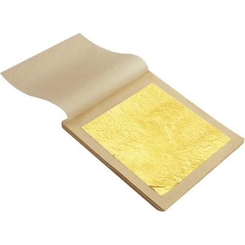 50Pcs 24 K Genuine Edible Gold Foil Leaf For Cooking Food Cake Decoration Art Work Gilding Face Beauty Care 4.33X4.33cm