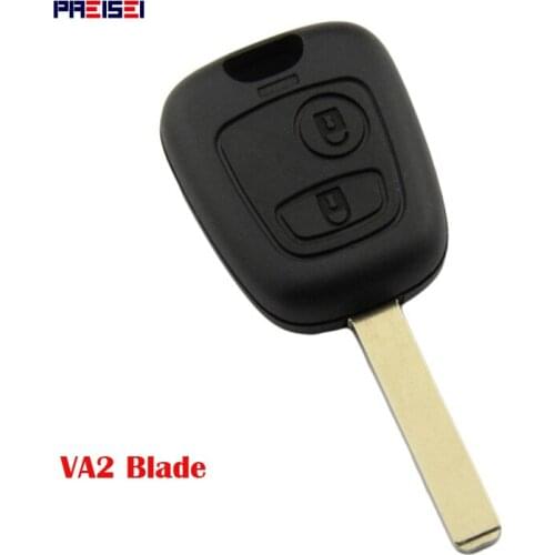 PREISEI 10pieces/lot 2 Buttons Remote Car Key For Peugeot 307 Key Shell Case Fobs Replacement VA2 Blade