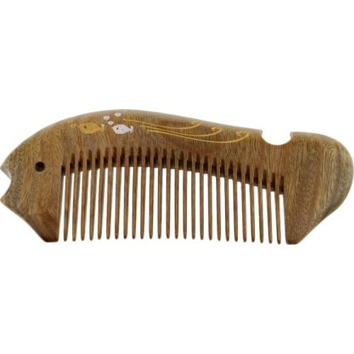 Sandal Wood Hair & Beard Comb No Snag Anti-static Fine Teeth for Men Women (Fish Shape)