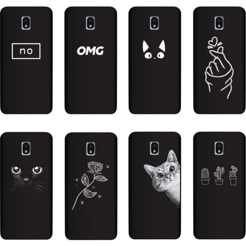 QAQsam Silicone Cover For Samsung Galaxy J7 2018 Case Painting Flower Cat Moon Matte Phone Cases Funda