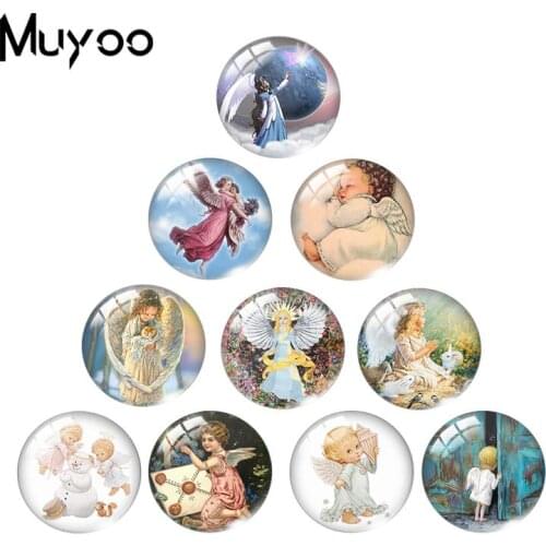 2019 New Angel Glass Cabochon Little Fairy Glass Dome Cabochons Round Hand Craft Lovely Angels Jewelry
