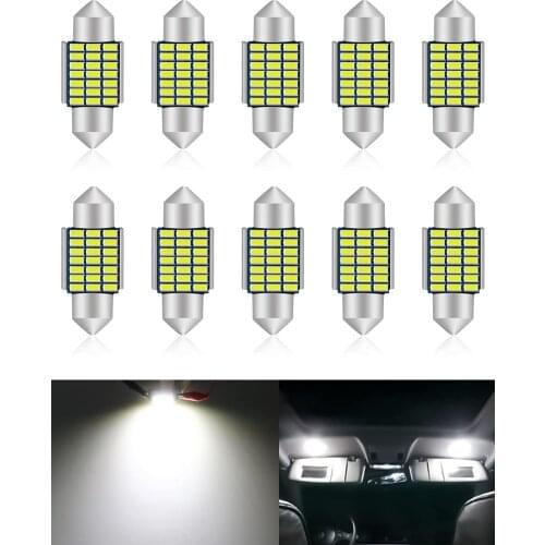10pcs 31MM LED Festoon Bulb White Canbus Error Free DE3175 DE3021 DE3022 3175 6428 for Car Interior Dome Map License Plate Light