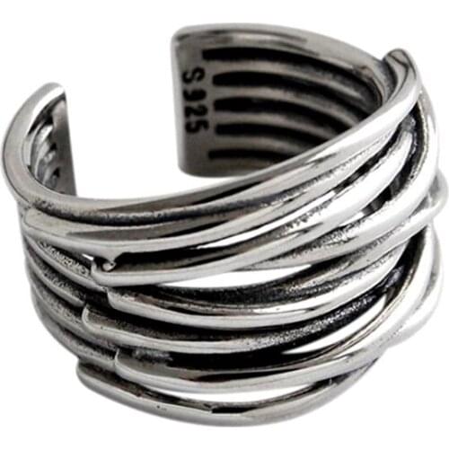 Ins Style Vintage Layer Lines Rings for Women Men Lover Finger Ring Minimalist Jewelry Boho Wholesale