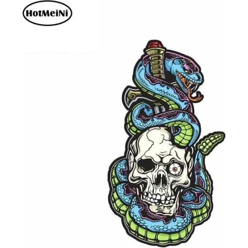 HotMeiNi 13cm x 7.4cm for Snake Dagger In Skull Car Stickers Vinyl JDM Waterproof RV VAN Decal Accessories Graphics Comic