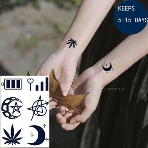 Juice Waterproof Temporary Tattoo Sticker Maple leaf battery moon star Love heart Fake Tatto New Style 7-15 Days for Men Women