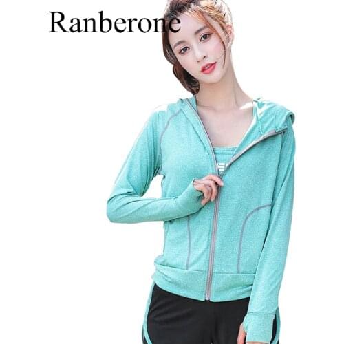 Women Hooded Running Jacket Zipper Long Sleeve Sweatshirt Ladies Quick Dry Yoga Sports Fitness Gym Shirts Training Sportswear