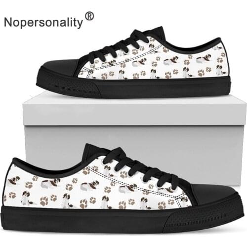 Nopersonality Printing Cute Bernard Dog Woman Flats Shoes Autumn/Spring Casual Shoes Women Girl Lace Up Low Top Sneakers