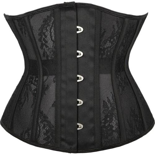 Womens Slimming Corset Gothic Corset Sexy Mesh Corset Waistline Plus Size Ladies Corset Underwear Black Fashion Corset tops