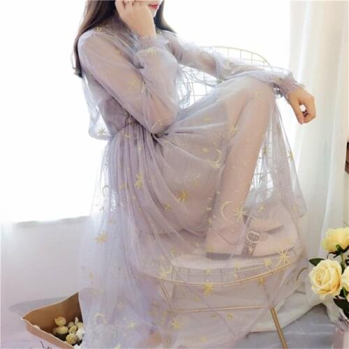 20 Spring Two Piece Women Long Sleeve Lace Dress Big Size Summer Dress Elegant Lady Midi-Long Embroidery Dressess Vestidos 1180
