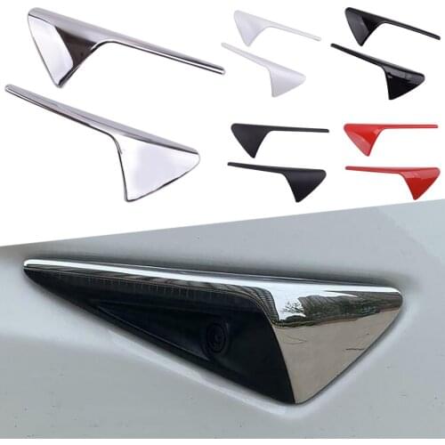 1 Pair Car Auto Side Camera Protection Cover Trim ABS Decoration Sticker Fit for Tesla Model 3 X S