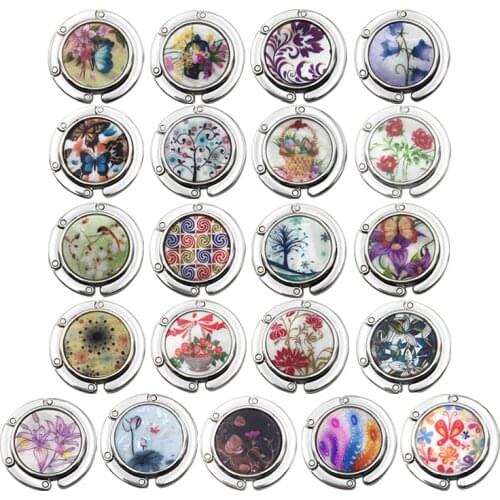 1 Pcs Round shell folding Magic Hooks Purse Bag Suspension Portable Folding Storage Bag Rack Home Decor Multiple Desk Hanger Bag