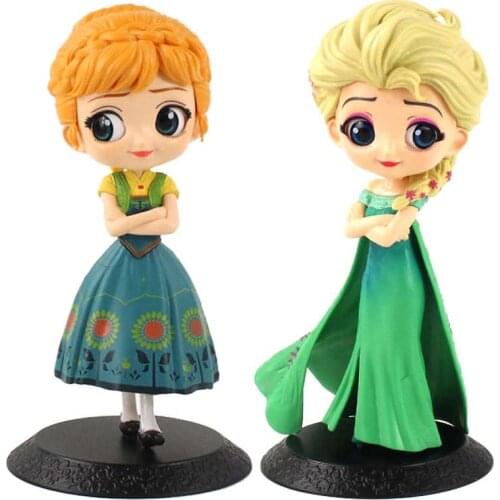 15cm Disney Frozen Q Posket Princess Anna Elsa PVC Action Figure Collection Model Toy Doll Gift for Children