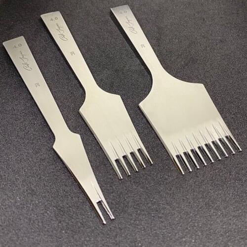 2.45 2.7 3.0 3.38 3.85 4.0mm Leather Punching Claw Hitting pricking Iron Hexagonal Cut (Reverse) -1 piece