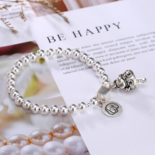 2018 New silver S925 pure silver beads, silver beads, twelve zodiac animals, cats, wild women, and simple hand strings