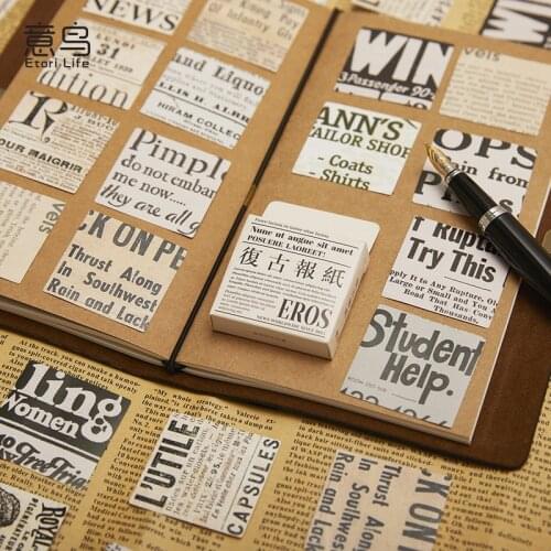 46Pcs/Box Retro Style Newspaper English Stickers DIY Scrapbooking Diary Bullet Journal Decor Materials School Stationery Sticker