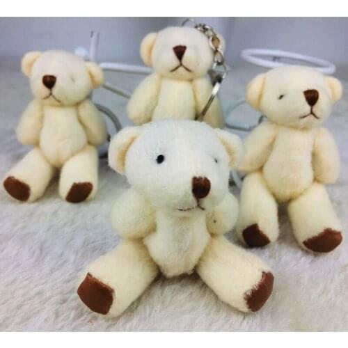 50PCSMini Teddy Bear Stuffed Plush Toys 7cm Small Bear Stuffed Toys white pelucia Pendant Kids Birthday Gift Party Decor DMR057