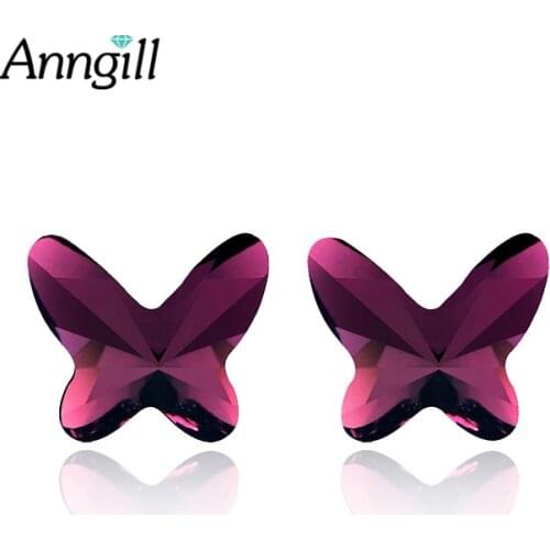 ANNGILL Fashion Butterfly Earrings For Women Crystals from Swarovski High Quality Gift To Girlfriend Party Wedding Jewelry