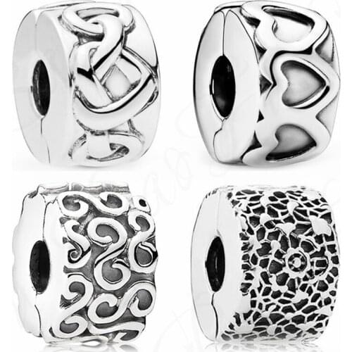 Baofu 925 Sterling Silver Fixed Clip Love Interconnected Geometric Elements Beaded Suitable For Original Ladies Bracelet