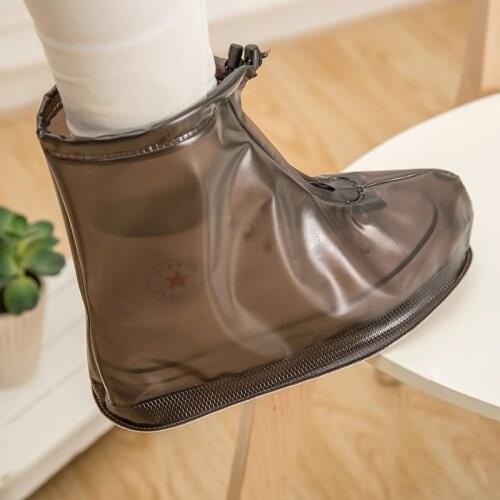 USHINE quality white durable waterproof thick plastic disposable rain covers for shoes high-top non-slip rainproof shoe covers