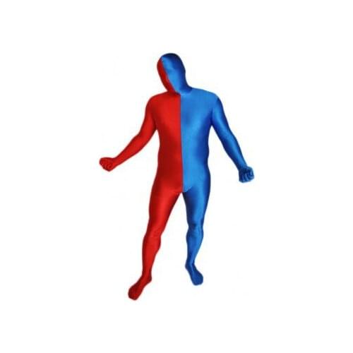 Split Bodysuit Unisex Spandex Zentai costume party Catsuit Unitard Multi-Color Red&Blue