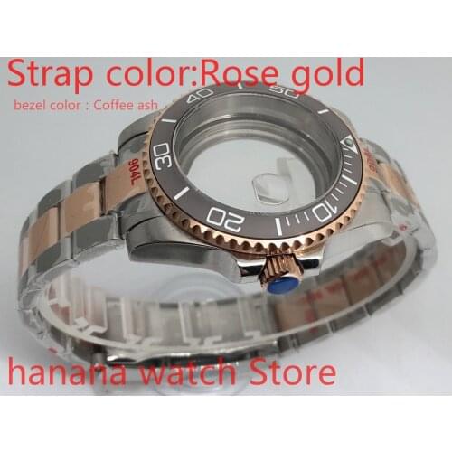 Bliger Transparent cover 904L stainless steel rose gold strap bracelet with 40mm sapphire glass ETA NH36 MH35 case, gray bezel