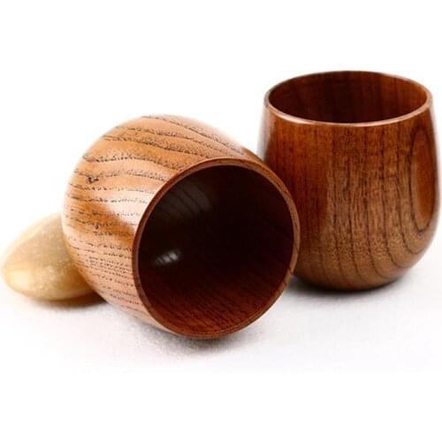 4pcs Wood Cup Primitive Handmade Natural Spruce Wooden Cup Breakfast Beer Milk Drinkware Green Tea Cup Water Bottle
