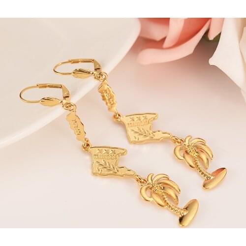 Gold color Trinidad and Tobago Map Flag long dangle drop cocoearrings Trendy Jewelry Gifts party gift for women girls