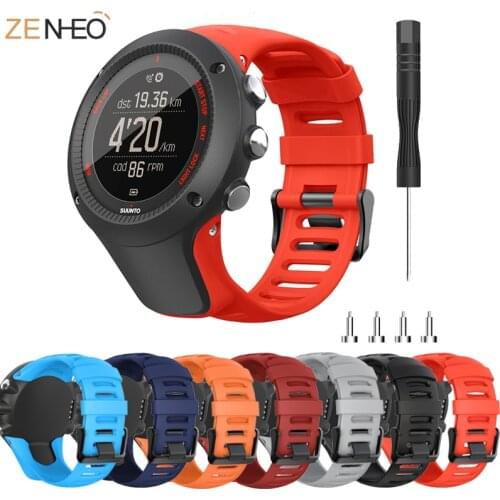 24mm Watch Strap For SUUNTO Ambit 1 2 3 2R 2S Mens Watch Rubber Band Bracelet Belt with Screws and Screwdriver Watch Accessory