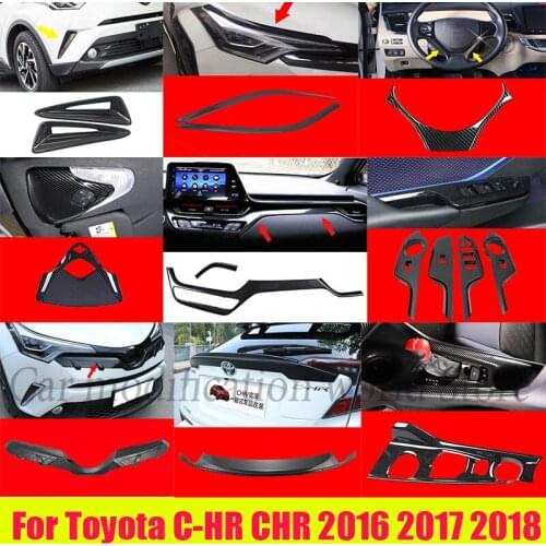 For Toyota C-HR CHR 2016 2017 2018 Car Interior Air outlet decoration Body kit Cover Trim ABS Carbon fiber style Accessories