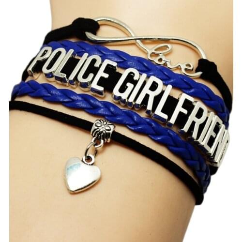Do drop shipping Fashion Infinity Love Police Girl Bracelet Police Department Bracelet Gift for Policeman Jewelry