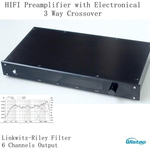 HIFI Preamplifier with Electronical 3 Way Crossover Linkwitz-Riley Filter 6Chs Output Crossover-point 310HZ/3.1KHz Class A Power
