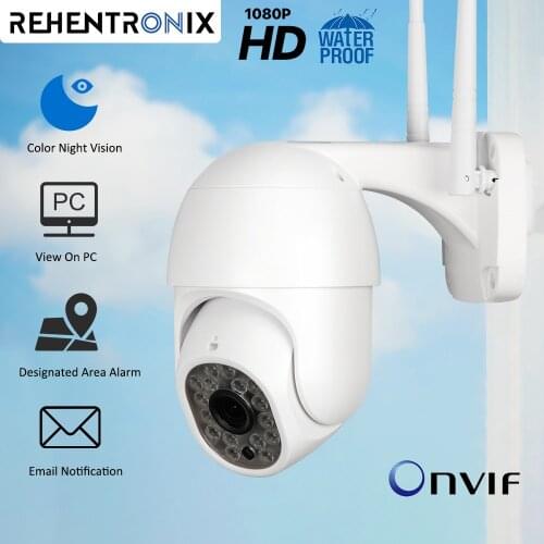 ONVIF Outdoor WiFi Dome IP Camera 1080P HD Smart Home Security Wireless PTZ Camera IP66 Waterproof Color Night Vision Camera