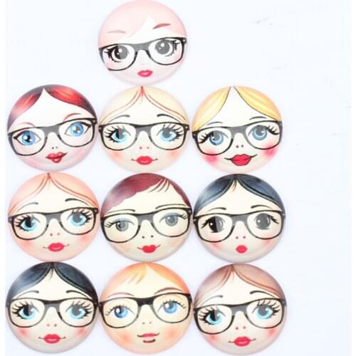 From 8mm to 25mm Random Mixed Baby Glasses Matryoshka Round Glass Cabochon Flatback Photo Dome Blank Tray Base K06269