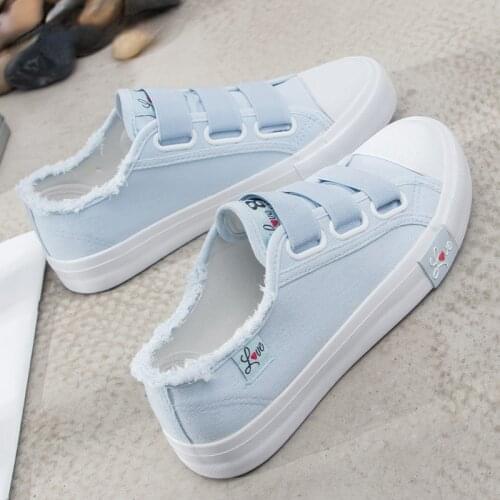 Causal Shoes Woman 2021 Solid Hook&Loop Women Sneakers Breathable Canvas Shoes Sneakers Womens Shoes Fashion High Quality