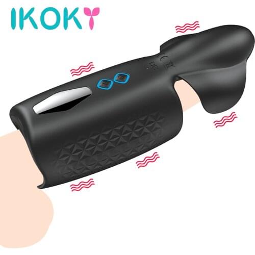 IKOKY Penis Pump Vibrator Masturbation Cock Enlargers Exercise Device Male Time Delay Train 10 Speed Sex Toys for Men