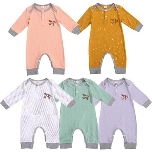 Newborn Baby Boy Girl Clothes Long Sleeve Romper Jumpsuit Pants Animal Printed One-Piece Rompers O Neck Toddler Baby Jumpsuit